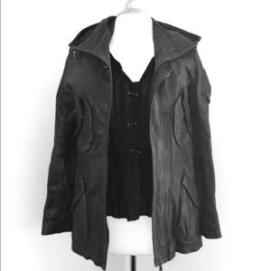 3/4 Length Jacket Grey Genuine leather